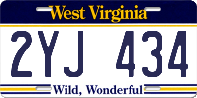 WV license plate 2YJ434