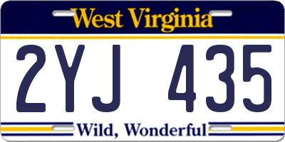 WV license plate 2YJ435
