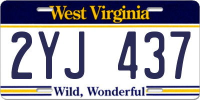 WV license plate 2YJ437