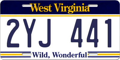 WV license plate 2YJ441