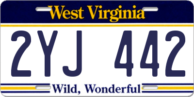 WV license plate 2YJ442