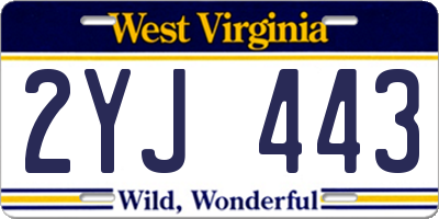 WV license plate 2YJ443