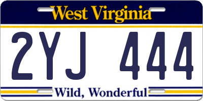 WV license plate 2YJ444