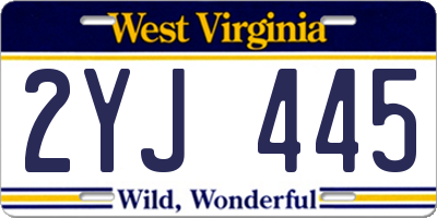 WV license plate 2YJ445