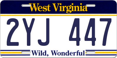 WV license plate 2YJ447