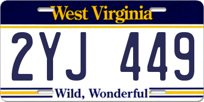 WV license plate 2YJ449