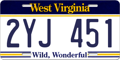 WV license plate 2YJ451