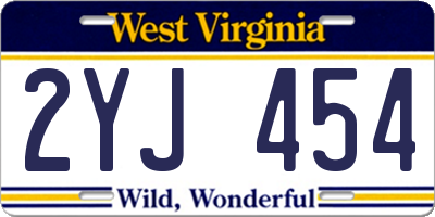 WV license plate 2YJ454