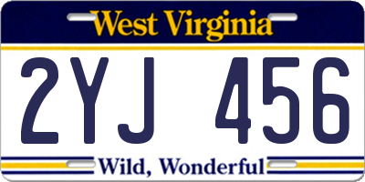 WV license plate 2YJ456