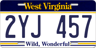 WV license plate 2YJ457