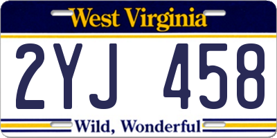 WV license plate 2YJ458