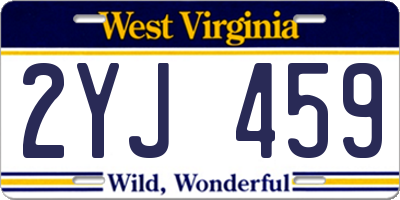 WV license plate 2YJ459