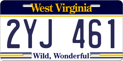 WV license plate 2YJ461