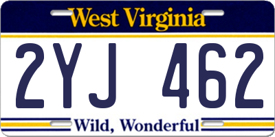 WV license plate 2YJ462