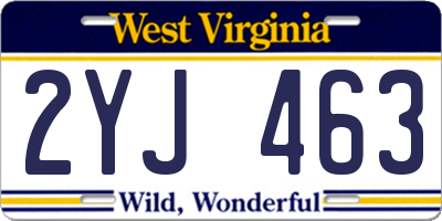 WV license plate 2YJ463