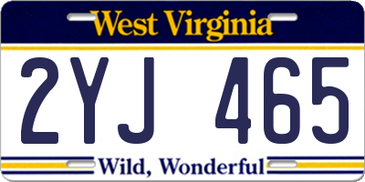 WV license plate 2YJ465