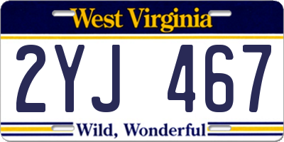 WV license plate 2YJ467