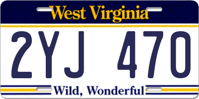 WV license plate 2YJ470