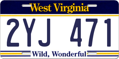WV license plate 2YJ471