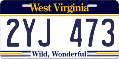 WV license plate 2YJ473