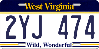 WV license plate 2YJ474