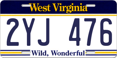WV license plate 2YJ476