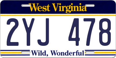 WV license plate 2YJ478