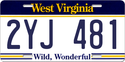 WV license plate 2YJ481