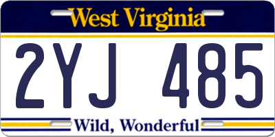 WV license plate 2YJ485