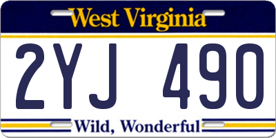 WV license plate 2YJ490