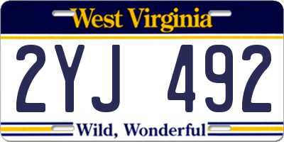 WV license plate 2YJ492