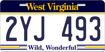 WV license plate 2YJ493