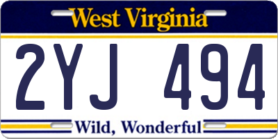 WV license plate 2YJ494