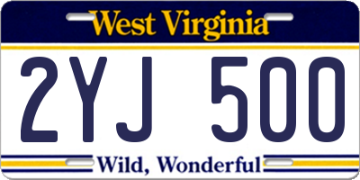 WV license plate 2YJ500