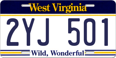WV license plate 2YJ501