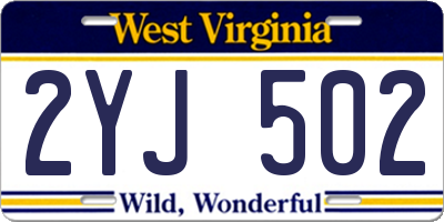 WV license plate 2YJ502