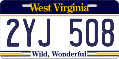 WV license plate 2YJ508