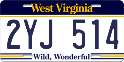 WV license plate 2YJ514