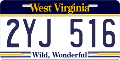 WV license plate 2YJ516