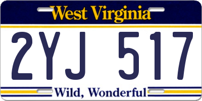 WV license plate 2YJ517