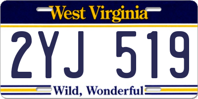 WV license plate 2YJ519