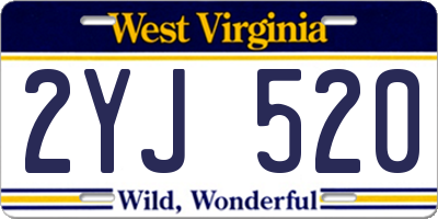 WV license plate 2YJ520