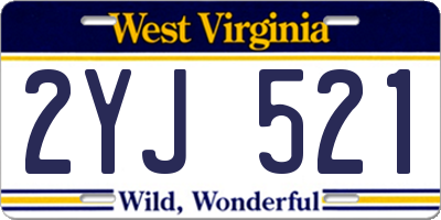 WV license plate 2YJ521