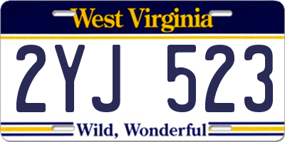 WV license plate 2YJ523