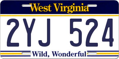 WV license plate 2YJ524