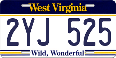WV license plate 2YJ525