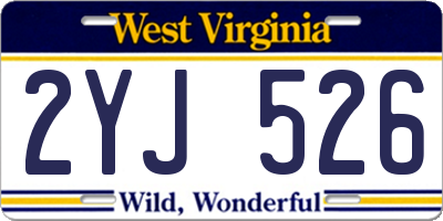 WV license plate 2YJ526