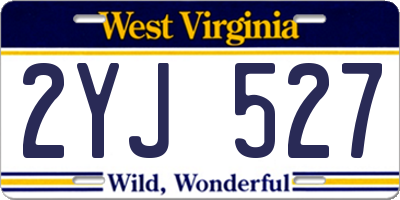 WV license plate 2YJ527