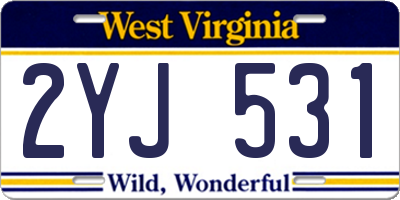 WV license plate 2YJ531