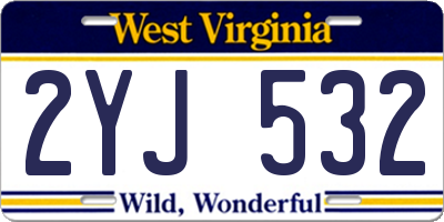 WV license plate 2YJ532